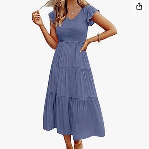 Blue mid calf length dress size Lg